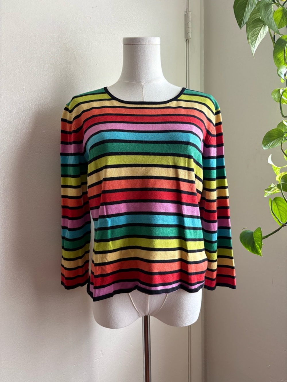 vintage y2k CITY silk rainbow stretchy long sleeve shirt